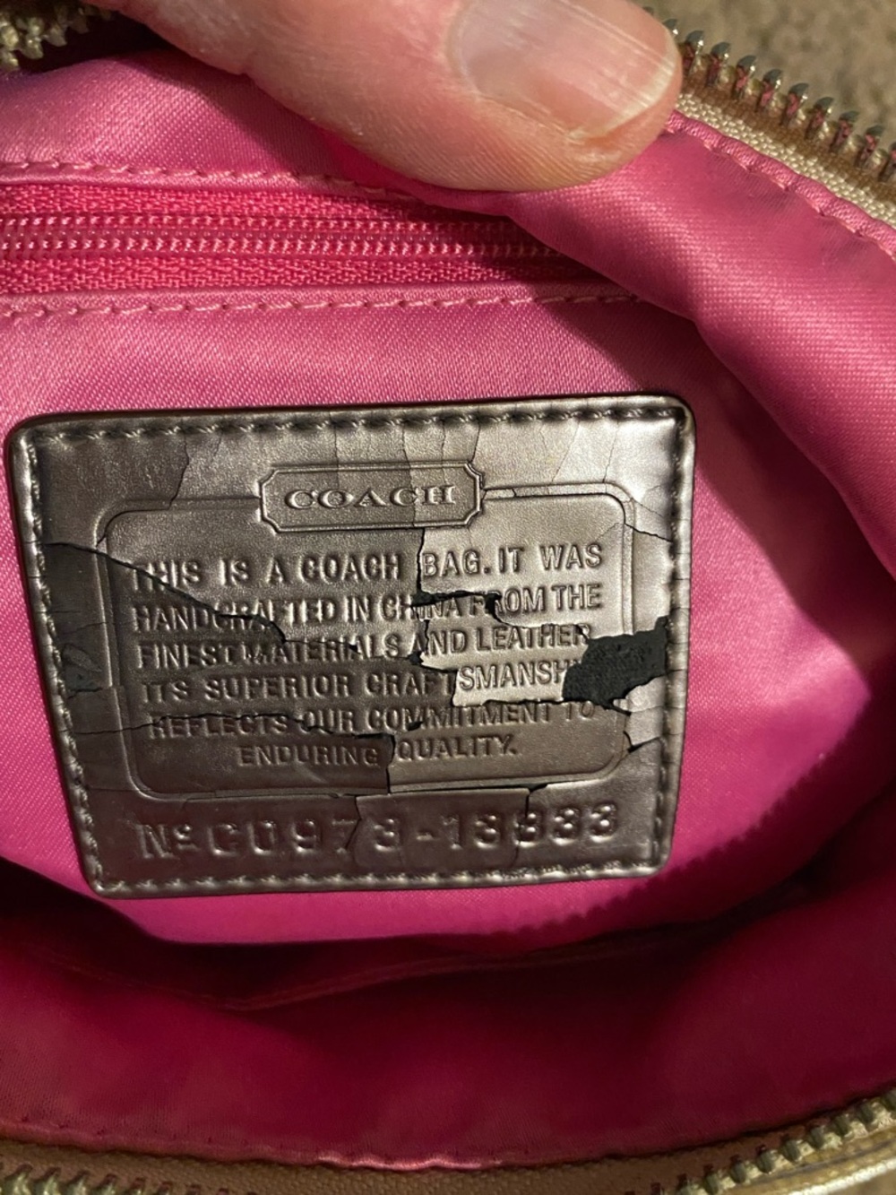 Coach Beige Signature Jacquard Shoulder Bag with Gold Trim - Picture 6 of 11